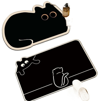 Set de covorașe de podea cu două piese, design cartoon, formă pătrată, material diatom mud, imprimat și țesut, absorbant și antiderapant