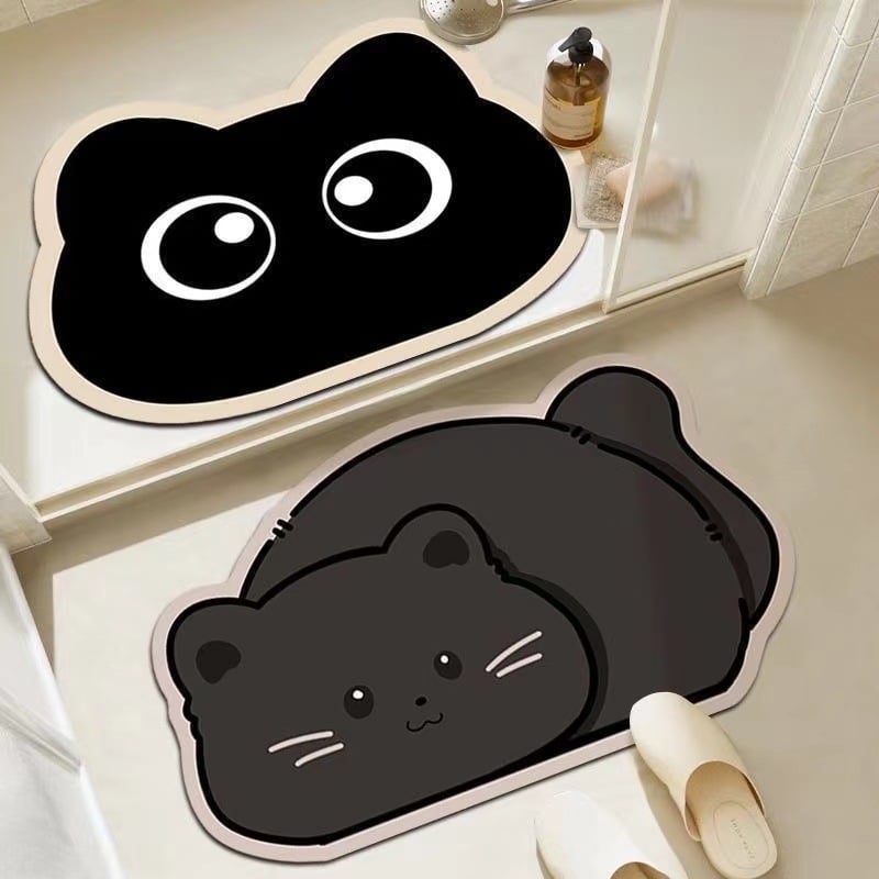 Set de covorașe de podea cu două piese, design cartoon, formă pătrată, material diatom mud, imprimat și țesut, absorbant și antiderapant