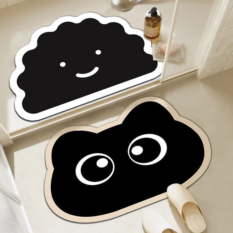 Set de covorașe de podea cu două piese, design cartoon, formă pătrată, material diatom mud, imprimat și țesut, absorbant și antiderapant