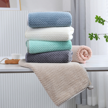 Prosop cu model ananas, velur, fire 100D, țesătură warp, densitate înaltă, 50-80 g, pentru baie/prosop de față