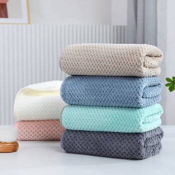 Prosop cu model ananas, velur, fire 100D, țesătură warp, densitate înaltă, 50-80 g, pentru baie/prosop de față