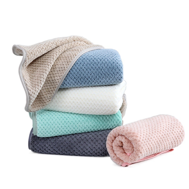 Prosop cu model ananas, velur, fire 100D, țesătură warp, densitate înaltă, 50-80 g, pentru baie/prosop de față