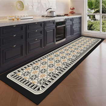 Covoraș de bucătărie din pluș, imprimare digitală, formă dreptunghiulară, model iarbă, lavabil