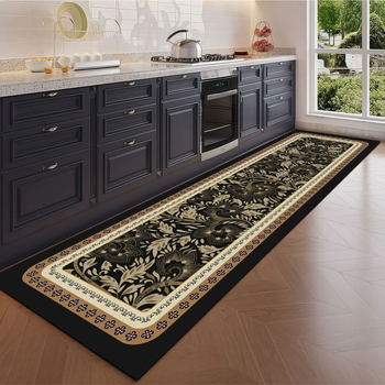 Covoraș de bucătărie din pluș, imprimare digitală, formă dreptunghiulară, model iarbă, lavabil