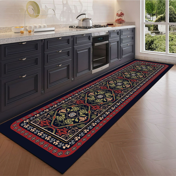 Covoraș de bucătărie din pluș, imprimare digitală, formă dreptunghiulară, model iarbă, lavabil