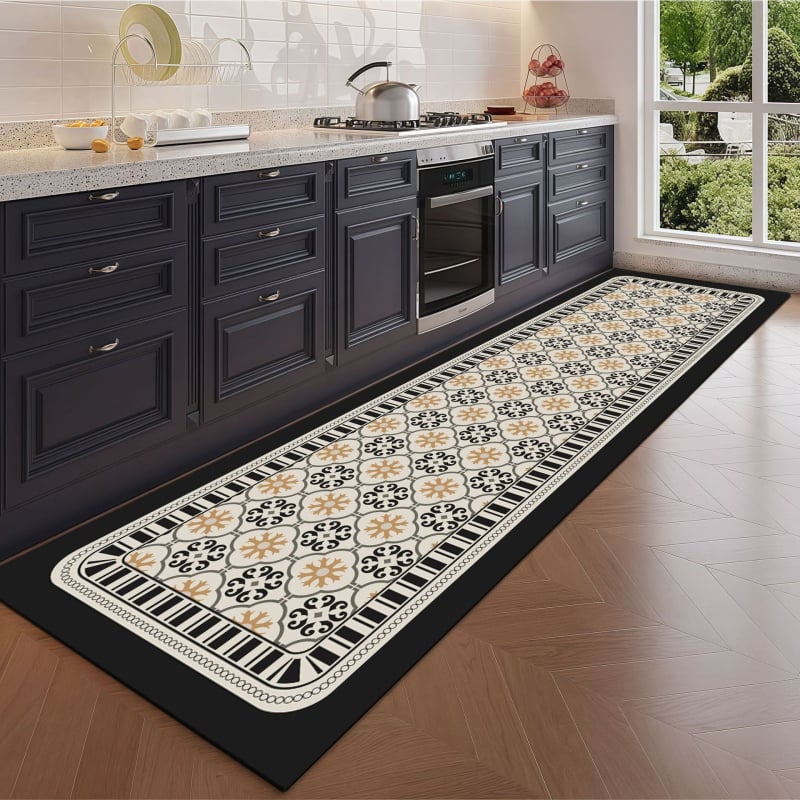 Covoraș de bucătărie din pluș, imprimare digitală, formă dreptunghiulară, model iarbă, lavabil