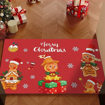Jõulude sissekäigu põrandamatt PVC-st, traadist silmusega konstruktsioon, ruudukujuline kuju, karikatuurimuster, pestav