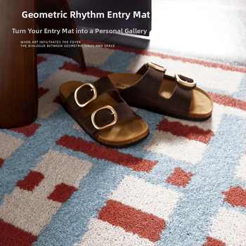 Sissekäigu ukse matt, PVC, traadist silmusega lõim (wire loop), ristkülikukujuline, muster: triibud/võrk/värvilised blokid, pestav, kohandatav, Korea/Japani stiil