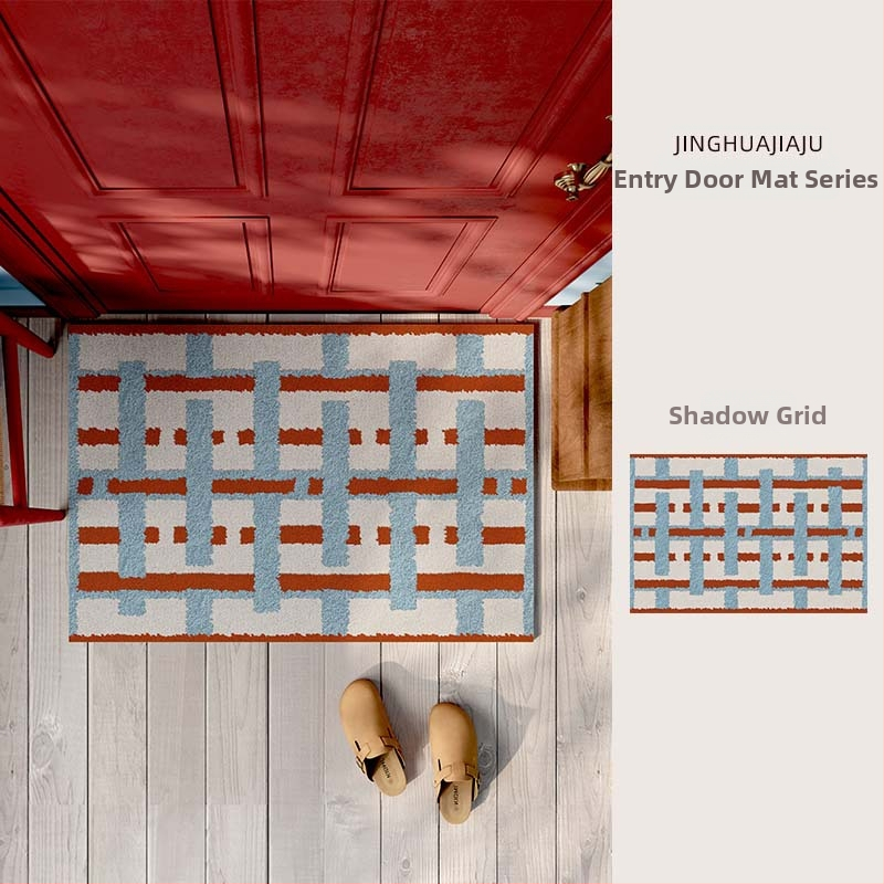 Sissekäigu ukse matt, PVC, traadist silmusega lõim (wire loop), ristkülikukujuline, muster: triibud/võrk/värvilised blokid, pestav, kohandatav, Korea/Japani stiil