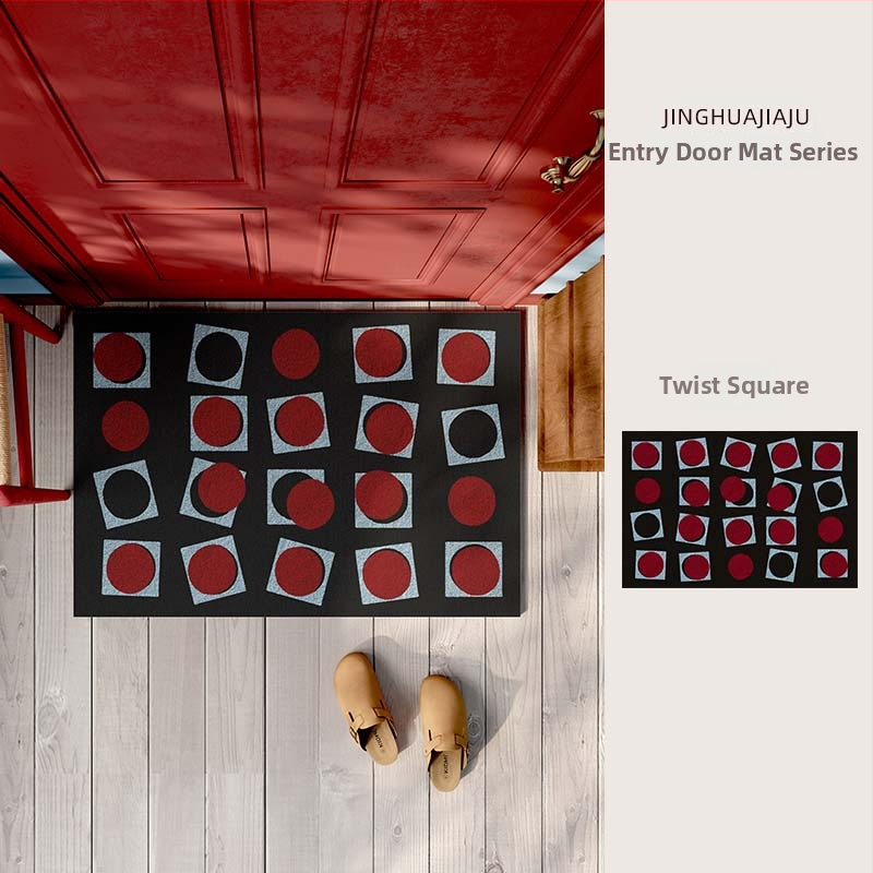 Sissekäigu ukse matt, PVC, traadist silmusega lõim (wire loop), ristkülikukujuline, muster: triibud/võrk/värvilised blokid, pestav, kohandatav, Korea/Japani stiil