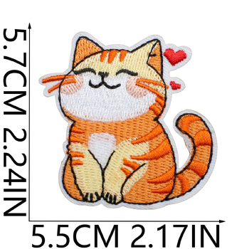 Бродирана лепенка със сладко коте, компютърно бродиран етикет, бродирана лепенка с анимационен герой на котка, декоративна бродирана значка