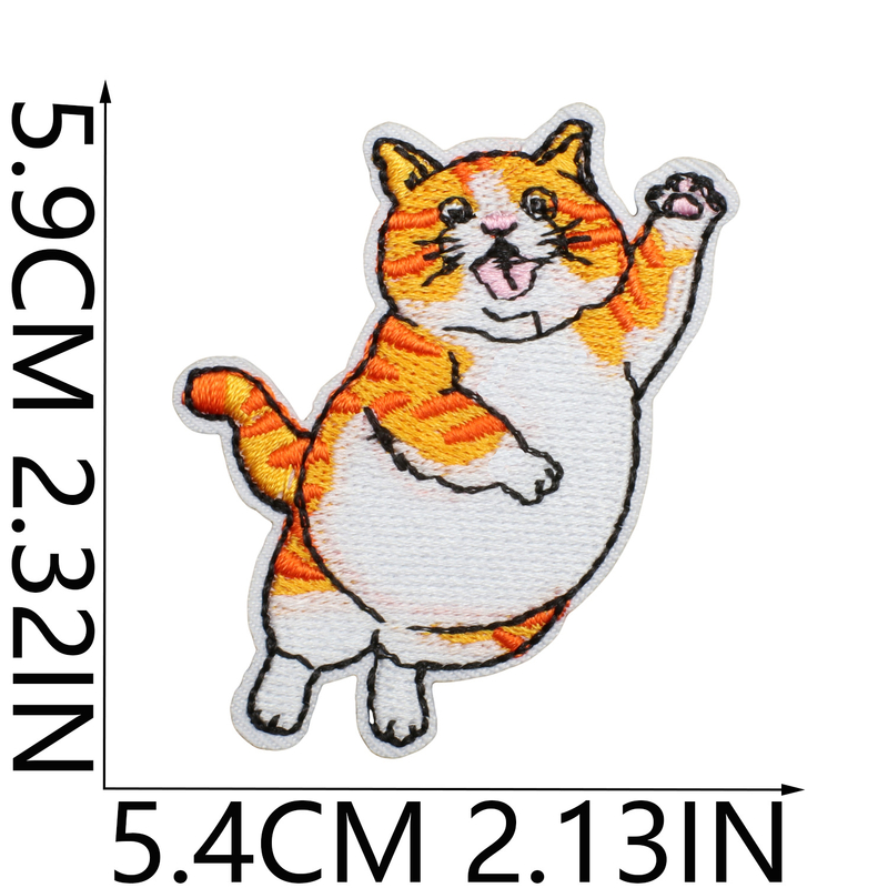 Бродирана лепенка със сладко коте, компютърно бродиран етикет, бродирана лепенка с анимационен герой на котка, декоративна бродирана значка