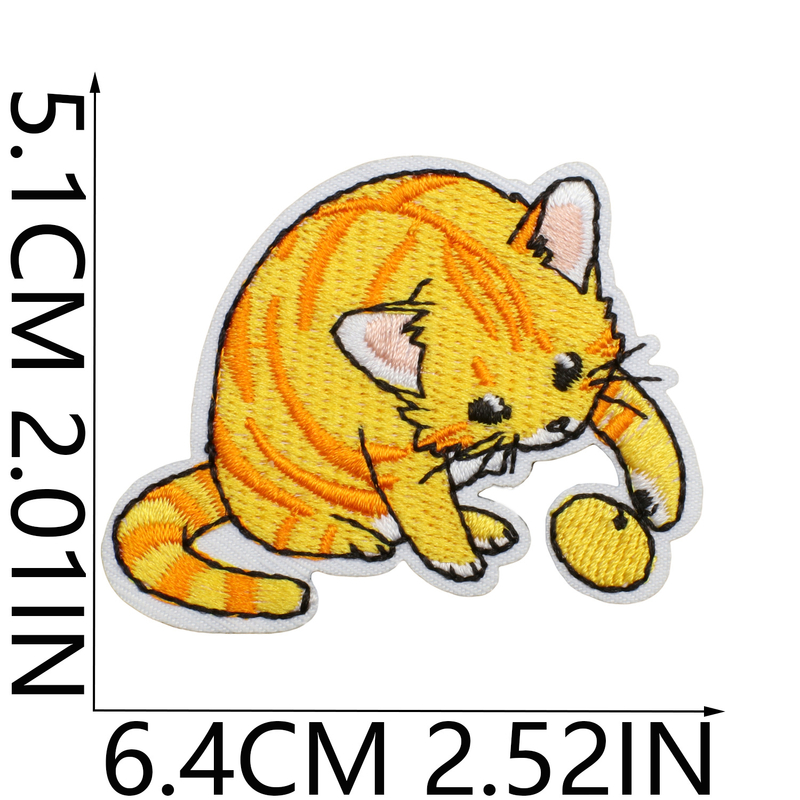 Бродирана лепенка със сладко коте, компютърно бродиран етикет, бродирана лепенка с анимационен герой на котка, декоративна бродирана значка