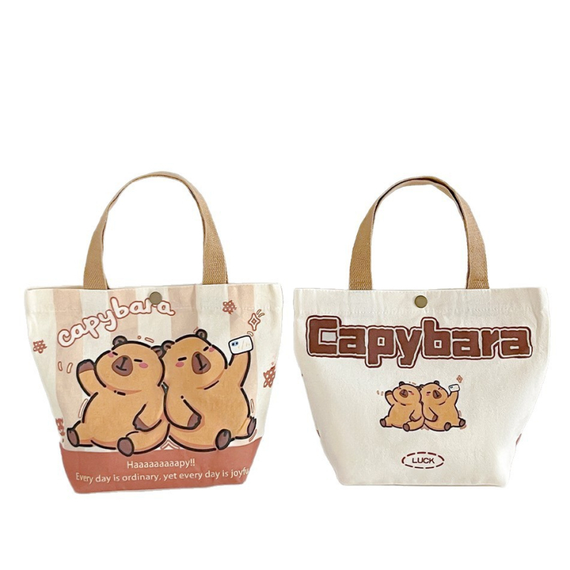 Személyre szabott karikatúra capybara vászontáska – varrott kivitelezés, márka Oy, logónyomás elérhető, nagy tételben rendelhető