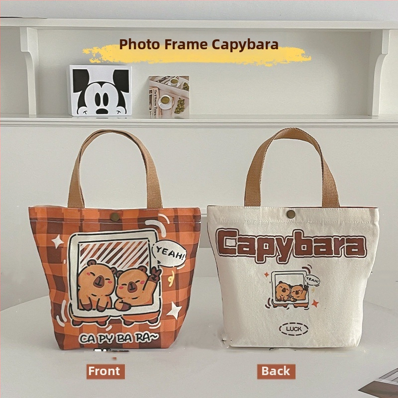 Személyre szabott karikatúra capybara vászontáska – varrott kivitelezés, márka Oy, logónyomás elérhető, nagy tételben rendelhető