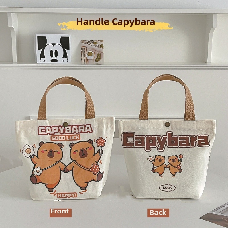 Személyre szabott karikatúra capybara vászontáska – varrott kivitelezés, márka Oy, logónyomás elérhető, nagy tételben rendelhető