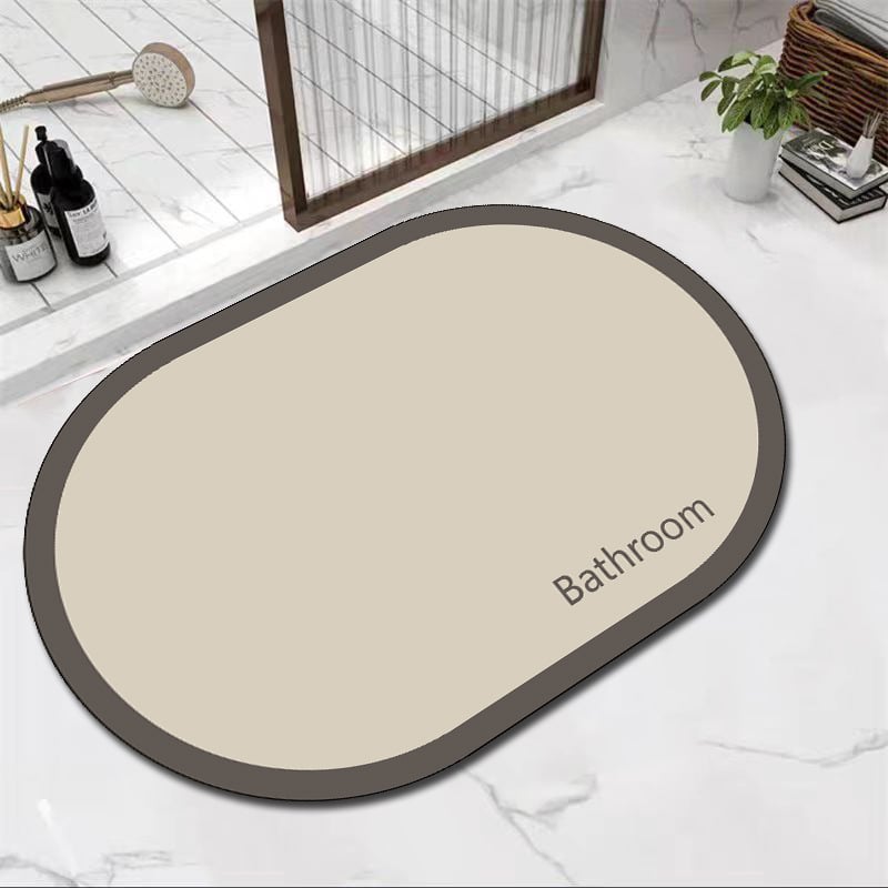 Fürdőszobai padlómat diatomos iszappal, ovális alakú, fürdőszobai és előszobai használatra (Anyaga: diatomos iszap; Alak: ovális; Tér: fürdőszoba, előszoba; Tisztítás: mosható; Feldolgozás és személyre szabás: Igen)