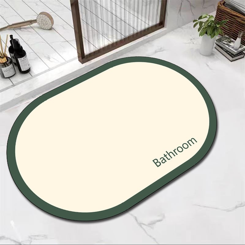 Fürdőszobai padlómat diatomos iszappal, ovális alakú, fürdőszobai és előszobai használatra (Anyaga: diatomos iszap; Alak: ovális; Tér: fürdőszoba, előszoba; Tisztítás: mosható; Feldolgozás és személyre szabás: Igen)