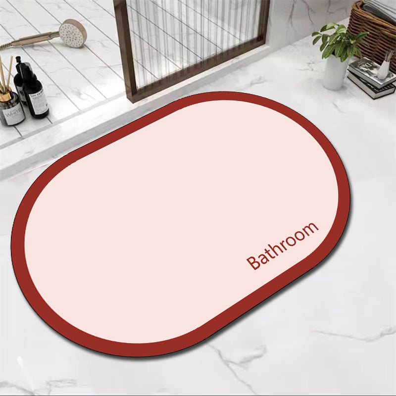 Fürdőszobai padlómat diatomos iszappal, ovális alakú, fürdőszobai és előszobai használatra (Anyaga: diatomos iszap; Alak: ovális; Tér: fürdőszoba, előszoba; Tisztítás: mosható; Feldolgozás és személyre szabás: Igen)