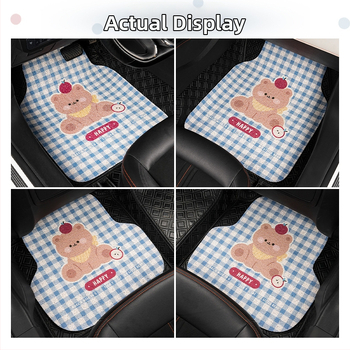 Blue Rain Silk-Circle автомобилни стелки, сладък карикатурен дизайн за интериор, универсални за всички сезони, единична стелка, устойчива на замърсяване и износоустойчива