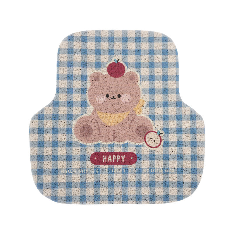 Blue Rain Silk-Circle автомобилни стелки, сладък карикатурен дизайн за интериор, универсални за всички сезони, единична стелка, устойчива на замърсяване и износоустойчива