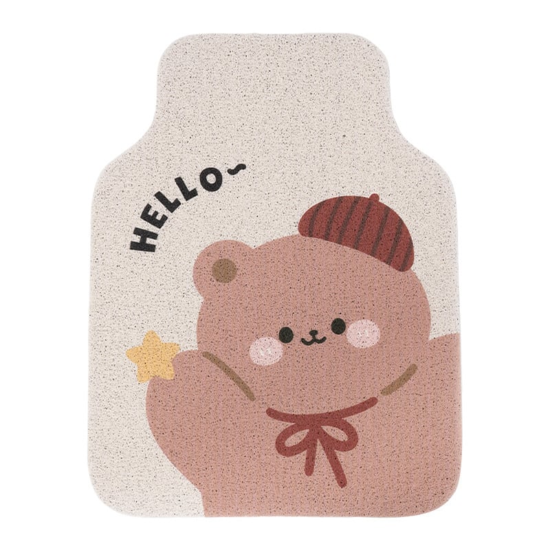 Blue Rain Silk-Circle автомобилни стелки, сладък карикатурен дизайн за интериор, универсални за всички сезони, единична стелка, устойчива на замърсяване и износоустойчива