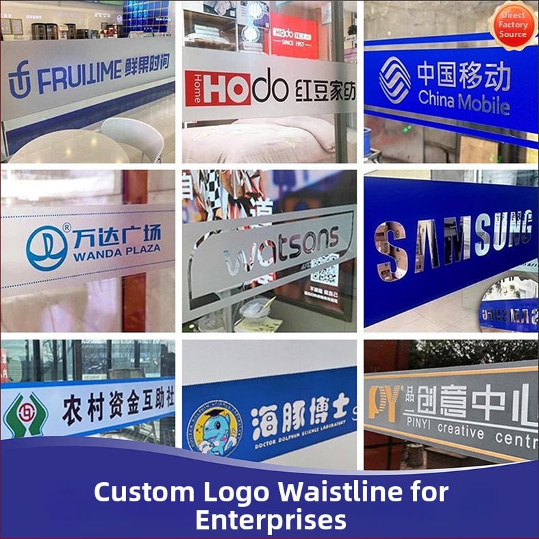 Matēta stikla logotipa uzlīme biroja durvīm — pašlīmējoša, pielāgojama, UV druka, piemērota ārējiem un komerciāliem telpām