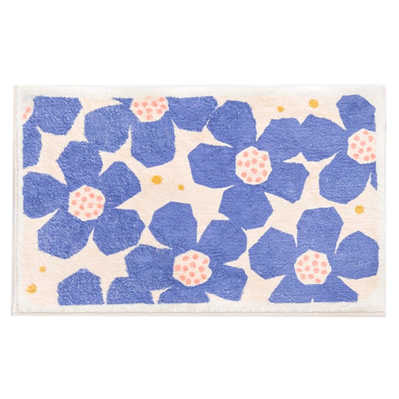 Fürdőszobai padlómat – poliészter rostból, absztrakt virág minta, négyzet alakú, géppel mosható