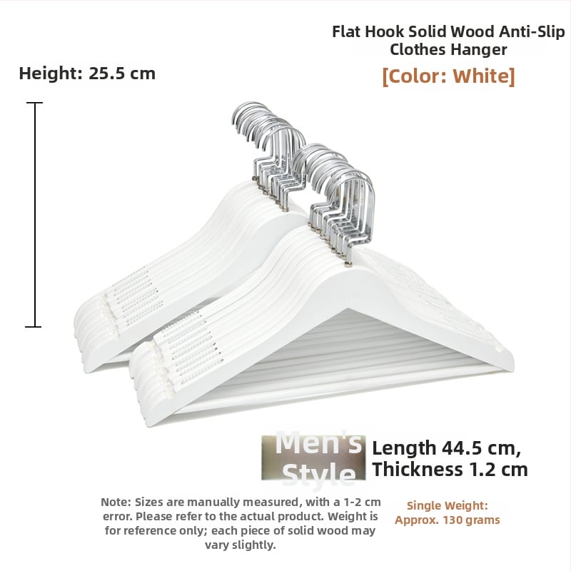 Ξύλινη κρεμάστρα ρούχων με επίπεδη γάντζα, αντιολισθητικές λωρίδες και διπλό σχεδιασμό αυλακώσεων