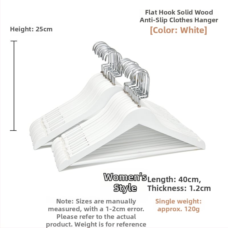 Ξύλινη κρεμάστρα ρούχων με επίπεδη γάντζα, αντιολισθητικές λωρίδες και διπλό σχεδιασμό αυλακώσεων