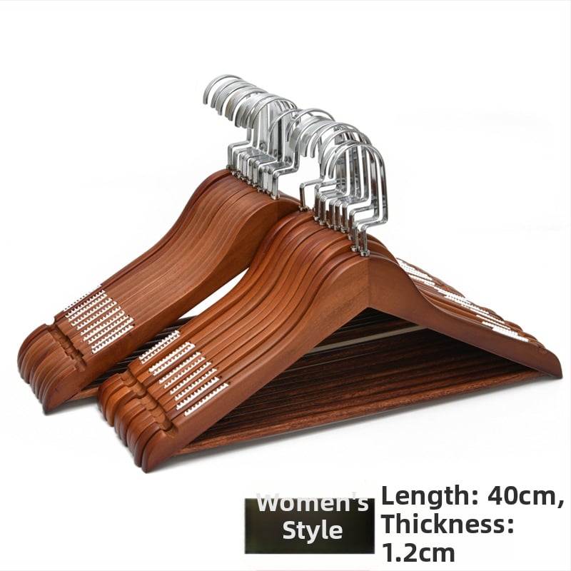 Ξύλινη κρεμάστρα ρούχων με επίπεδη γάντζα, αντιολισθητικές λωρίδες και διπλό σχεδιασμό αυλακώσεων