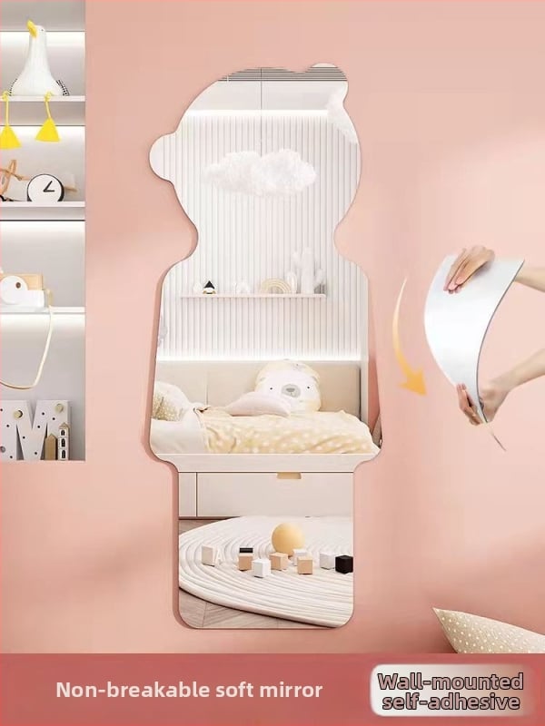 Ακρυλικό καθρέπτης τοίχου με αυτοκόλλητη στερέωση, υψηλής ευκρίνειας αντανάκλαση, απλός μοντέρνος σχεδιασμός, εγκατάσταση χωρίς διάτρηση