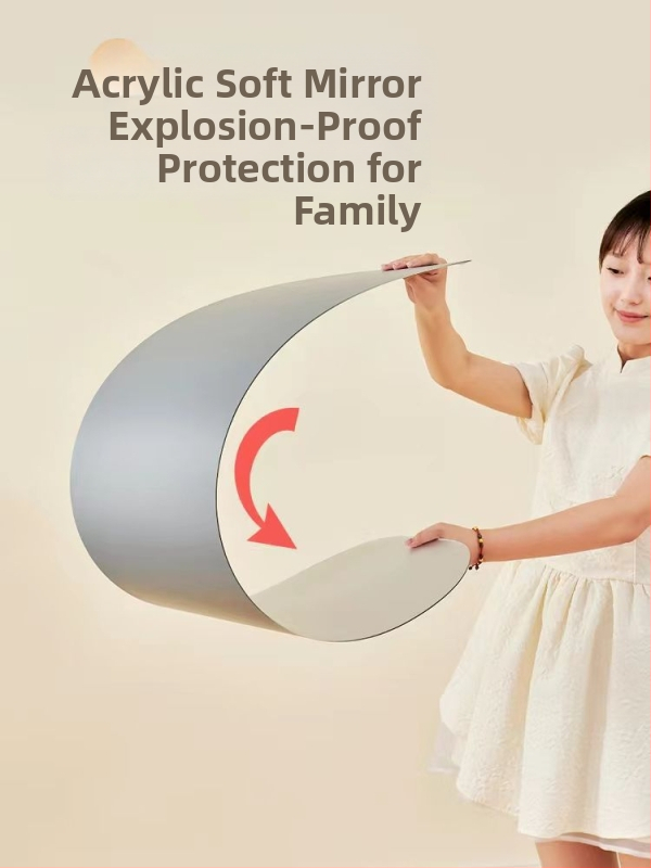 Ακρυλικό καθρέπτης τοίχου με αυτοκόλλητη στερέωση, υψηλής ευκρίνειας αντανάκλαση, απλός μοντέρνος σχεδιασμός, εγκατάσταση χωρίς διάτρηση