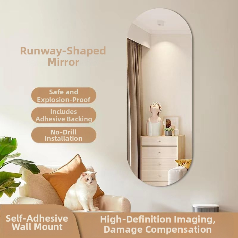 Ακρυλικό καθρέπτης τοίχου με αυτοκόλλητη στερέωση, υψηλής ευκρίνειας αντανάκλαση, απλός μοντέρνος σχεδιασμός, εγκατάσταση χωρίς διάτρηση