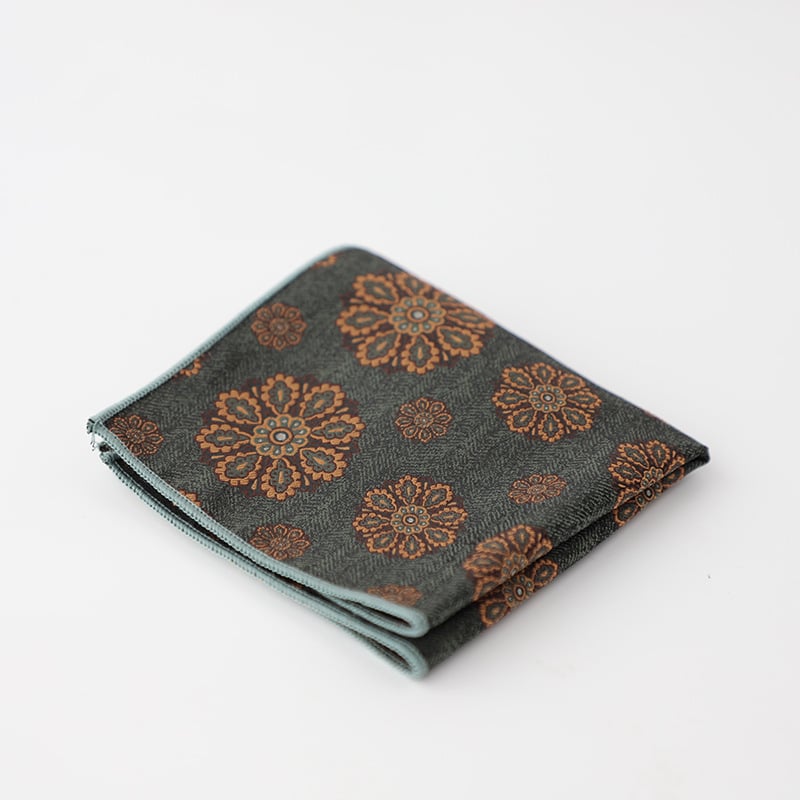 Zsebkendő zakóhoz florális levél mintával, koreai retro stílus, poliészter jacquard