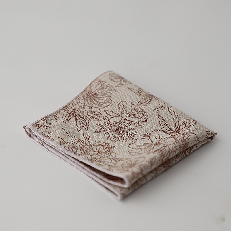 Zsebkendő zakóhoz florális levél mintával, koreai retro stílus, poliészter jacquard