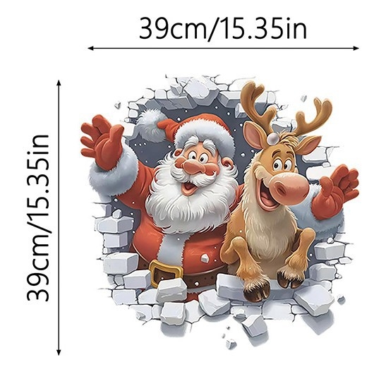 3D Ziemassvētku Sants Klauss sienas uzlīme – PVC, pašlīmējoša, ūdensizturīga Ziemassvētku dekorācija dzīvojamajai istabai, vannas istabai un ieejai
