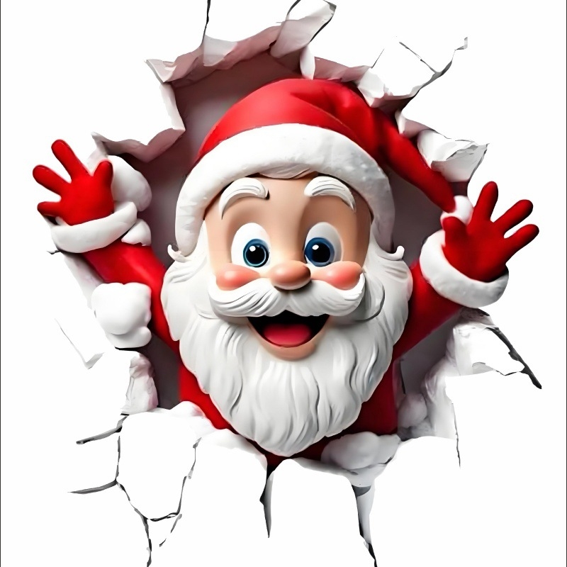 3D Ziemassvētku Sants Klauss sienas uzlīme – PVC, pašlīmējoša, ūdensizturīga Ziemassvētku dekorācija dzīvojamajai istabai, vannas istabai un ieejai