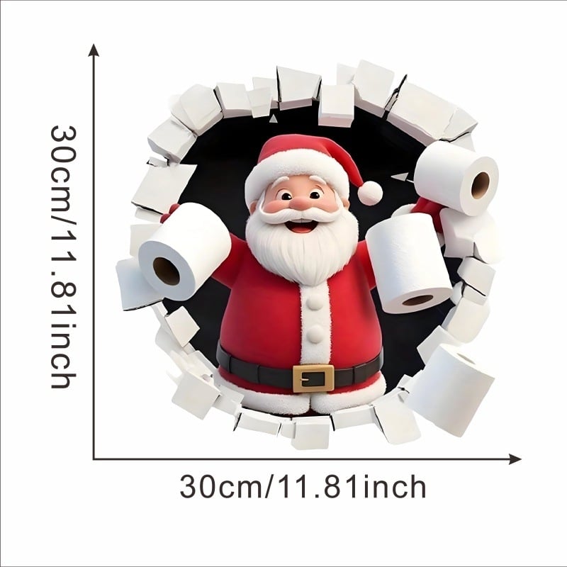 3D Ziemassvētku Sants Klauss sienas uzlīme – PVC, pašlīmējoša, ūdensizturīga Ziemassvētku dekorācija dzīvojamajai istabai, vannas istabai un ieejai