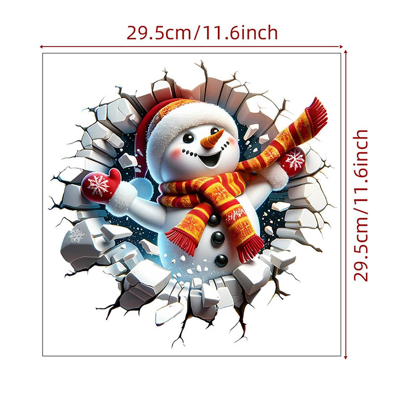 3D Ziemassvētku Sants Klauss sienas uzlīme – PVC, pašlīmējoša, ūdensizturīga Ziemassvētku dekorācija dzīvojamajai istabai, vannas istabai un ieejai