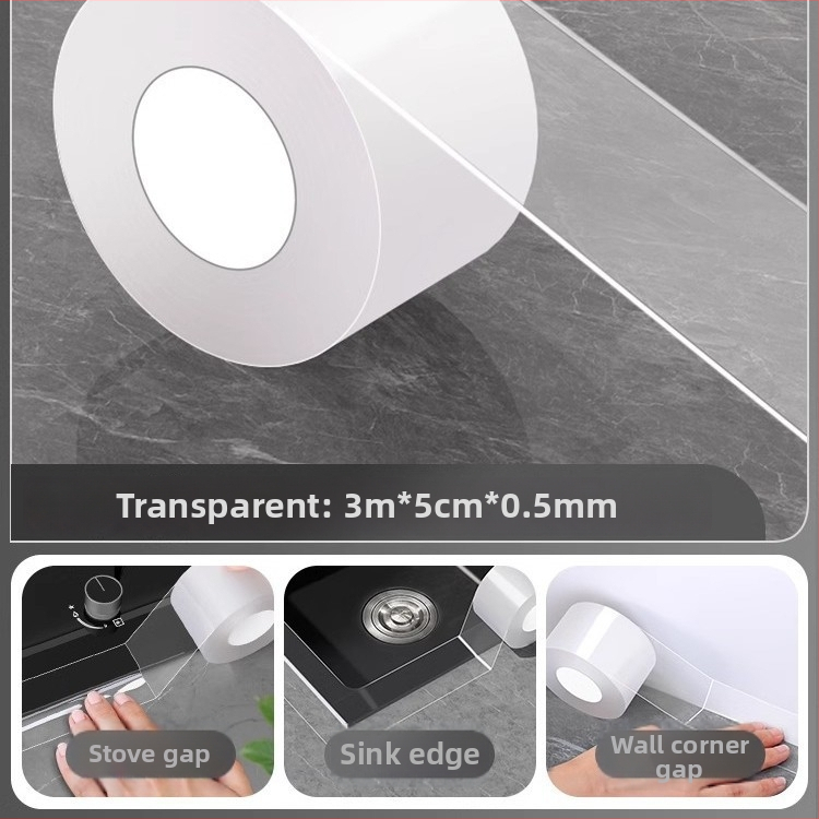 Skaidra akrila līmēta ūdensizturīga mala lente virtuves izlietnei un tualetes plaisām, pašlīpoša, mūsdienīgs minimālisms, pielāgojama