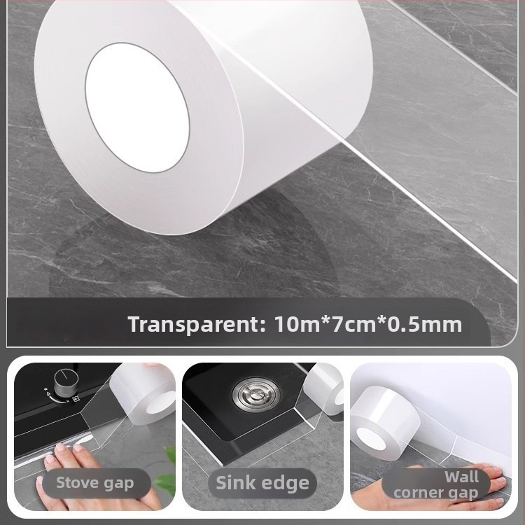 Skaidra akrila līmēta ūdensizturīga mala lente virtuves izlietnei un tualetes plaisām, pašlīpoša, mūsdienīgs minimālisms, pielāgojama