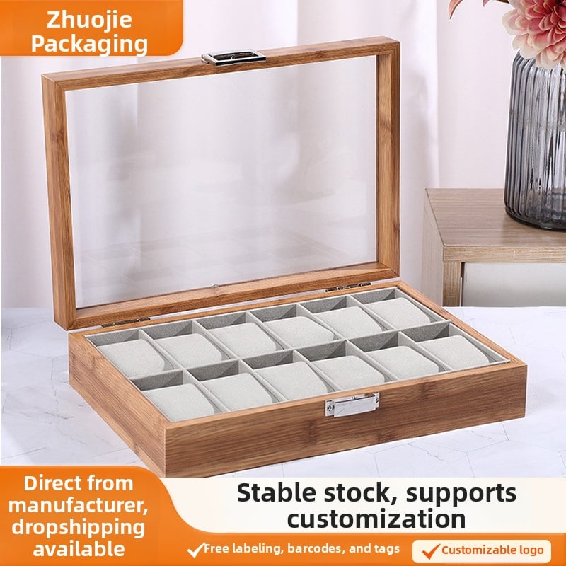 Puidust kella hoiukast ja esitlemiskast aknaga, suur maht, mudel 10-19