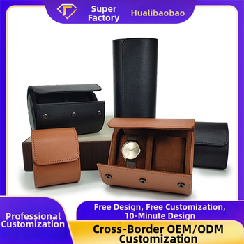 Kohandatud PU nahast kellakarp, mitmekülgne sektsioonidega; PU nahk + tehisnahk; roll-pack disain koos õmblustega; kinkekarp ja juveelide pakkimiseks