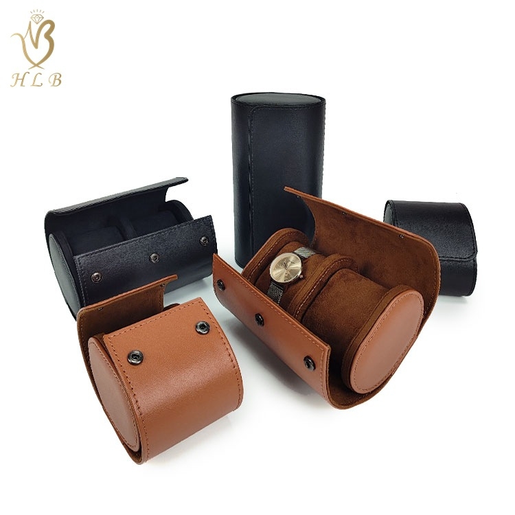 Kohandatud PU nahast kellakarp, mitmekülgne sektsioonidega; PU nahk + tehisnahk; roll-pack disain koos õmblustega; kinkekarp ja juveelide pakkimiseks