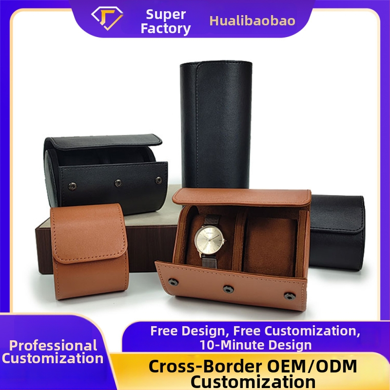 Kohandatud PU nahast kellakarp, mitmekülgne sektsioonidega; PU nahk + tehisnahk; roll-pack disain koos õmblustega; kinkekarp ja juveelide pakkimiseks