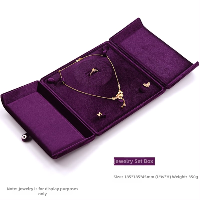 Flanelinė papuošalų dėžutė su dvigubu atidarymu, skirta žiedams, auskarams, kaklo grandinėms ir apyrankėms