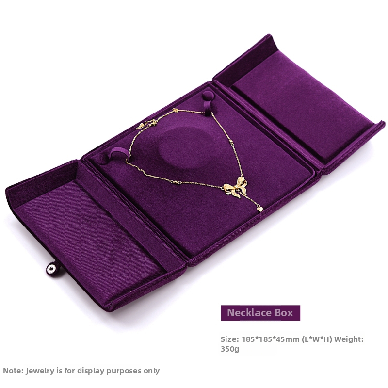 Flanelinė papuošalų dėžutė su dvigubu atidarymu, skirta žiedams, auskarams, kaklo grandinėms ir apyrankėms