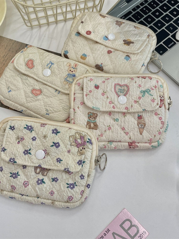 Geantă de depozitare multifuncțională, cu model floral desen animat, din poliester, căptușită cu poplin, pentru depozitare în gospodărie