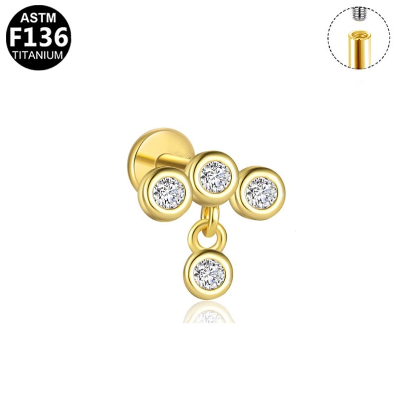 Piercing na pery, geometrická štvorramenná hviezda, ametistový kryštál, elektroplátovaný meď, unisex šperky